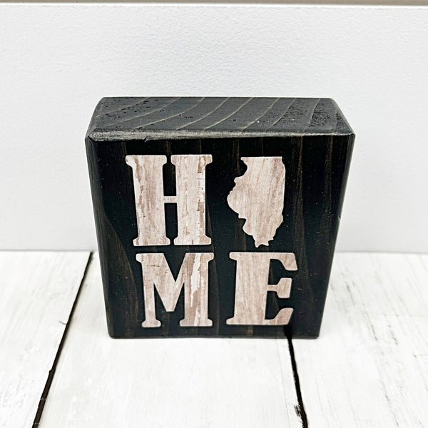 3 inch brown and white illinois home block sign top angle