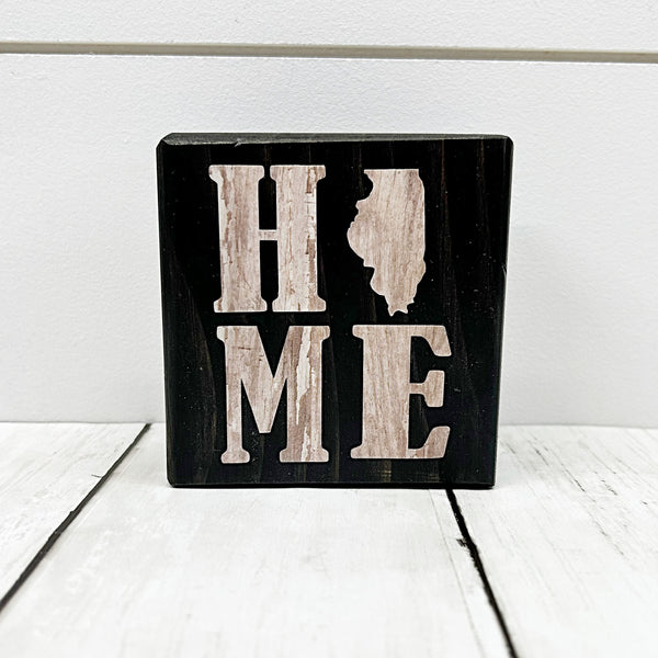 3 inch brown and white illinois home block sign 