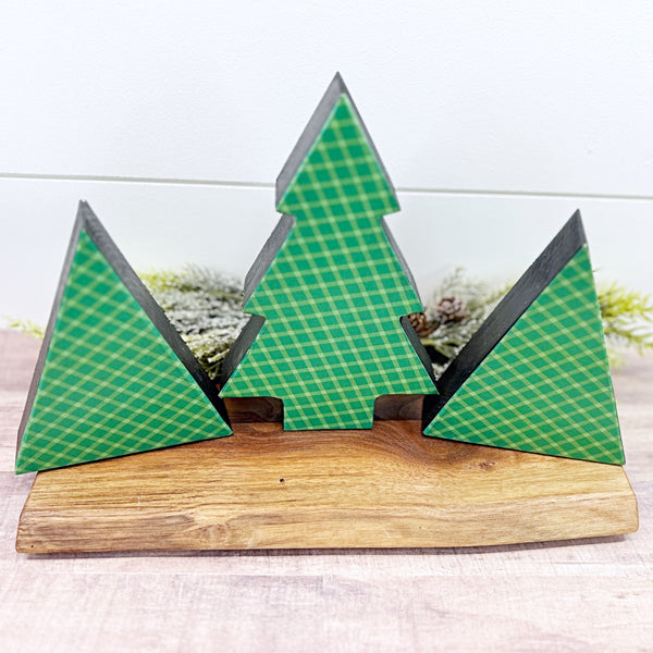 Christmas Tree Trio Set, Green Wooden Christmas Trees Set of 3 Shelf Sitters