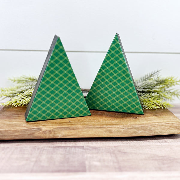 Christmas Tree Trio Set, Green Wooden Christmas Trees Set of 3 Shelf Sitters