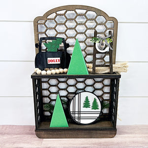 Christmas Tree Tiered Tray Bundle, 5 Piece Green Tree Themed Tray Decor