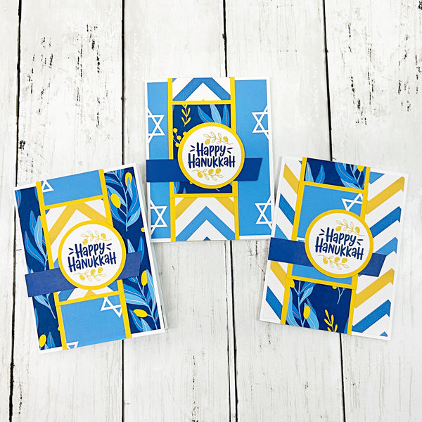 Happy Hanukkah Card Set of 6, Handmade Holiday Cards