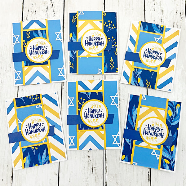 Happy Hanukkah Card Set of 6, Handmade Holiday Cards