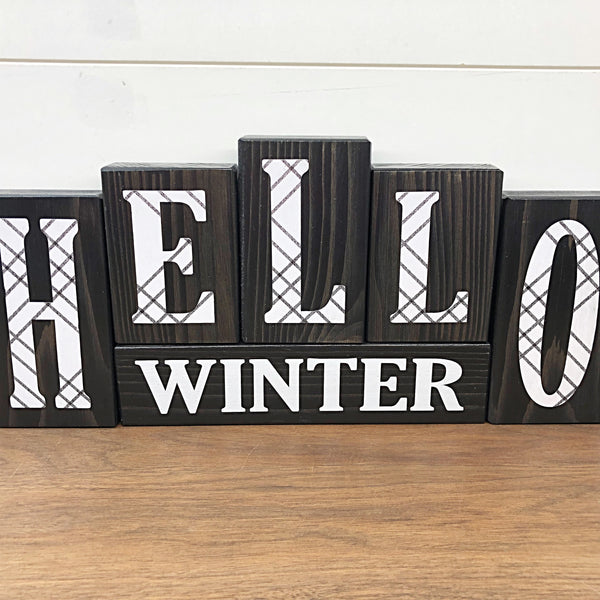 Black and White Reversible Christmas and  Winter Letter Block Set for Modern Farmhouse Shelf or Mantle Decor