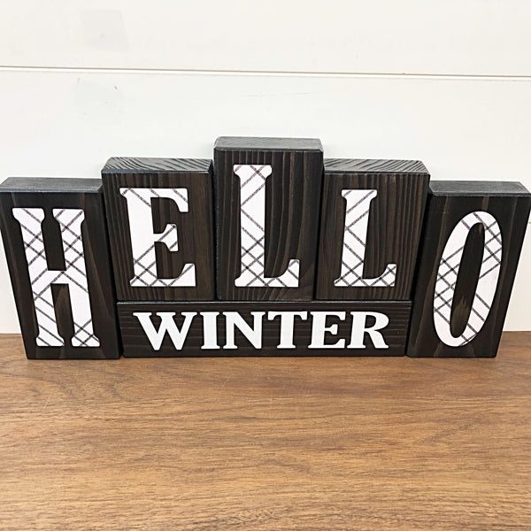 Black and White Reversible Christmas and  Winter Letter Block Set for Modern Farmhouse Shelf or Mantle Decor