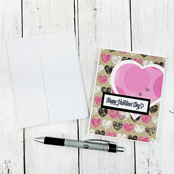 Handmade Happy Valentine's Day Cards, Set of 6 Notecards