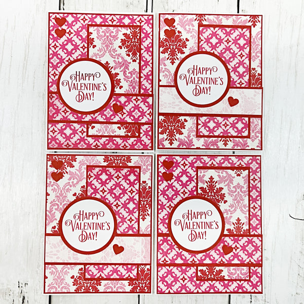 Handmade Happy Valentine's Day Cards, Set of 4 Greeting Cards