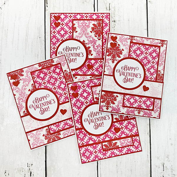 Handmade Happy Valentine's Day Cards, Set of 4 Greeting Cards