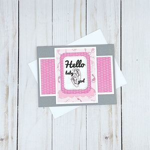 Hello Baby Girl Handmade Greeting Card, New Baby Congratulations