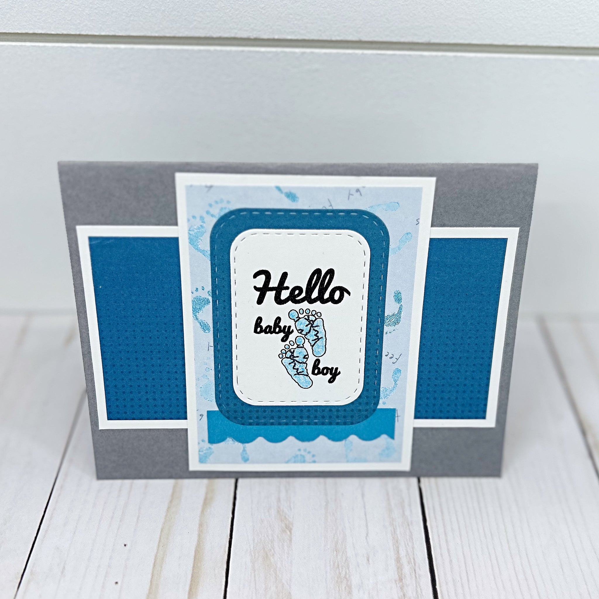 Hello Baby Boy Handmade Greeting Card, New Baby Congratulations