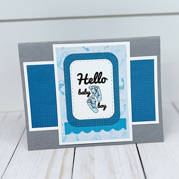 Hello Baby Boy Handmade Greeting Card, New Baby Congratulations