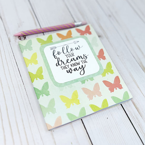 Inspirational Butterfly Notebook Set with Inside Pockets for Notes or Gift Cards