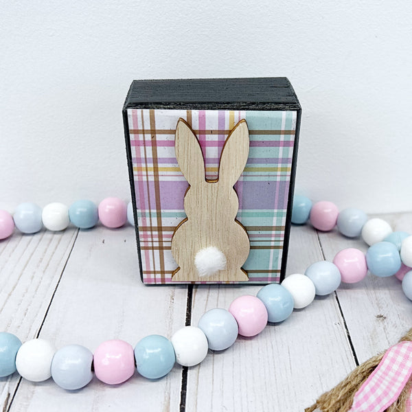 Small Pastel Bunny Block for Spring and Easter Tray, Shelf or Tabletop Decor