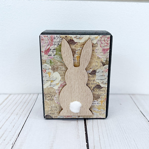 Small Pastel Bunny Block for Spring and Easter Tray, Shelf or Tabletop Decor