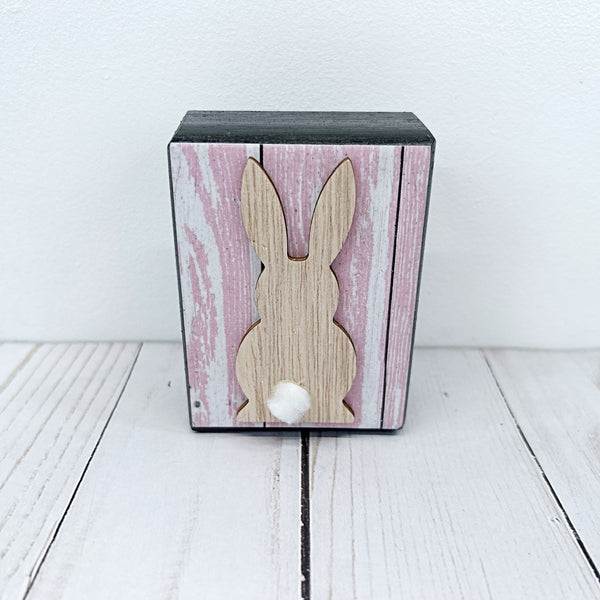 Small Pastel Bunny Block for Spring and Easter Tray, Shelf or Tabletop Decor