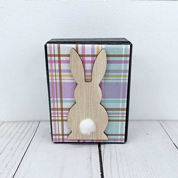 Small Pastel Bunny Block for Spring and Easter Tray, Shelf or Tabletop Decor