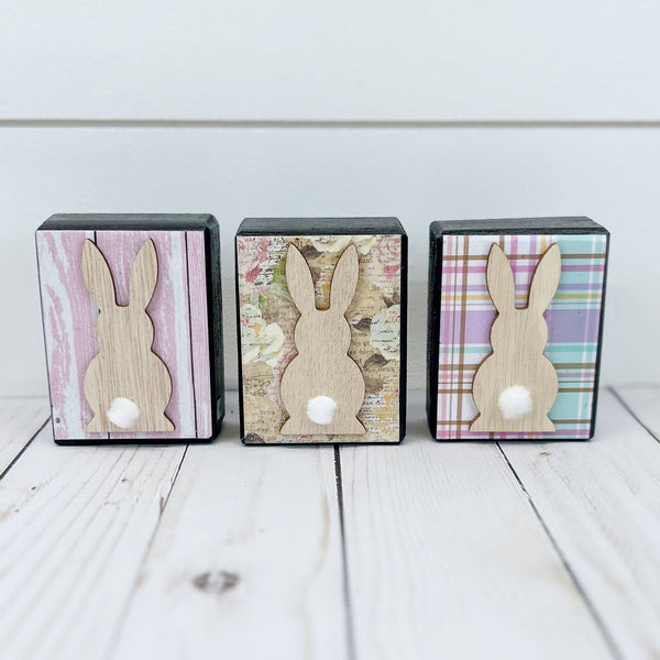 Small Pastel Bunny Block for Spring and Easter Tray, Shelf or Tabletop Decor