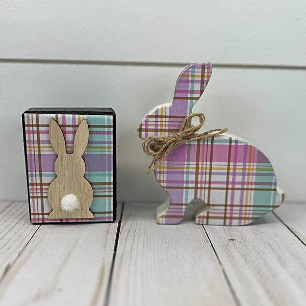 Pastel Bunny Decor Set for Spring Tiered Trays, Shelves or Tabletops