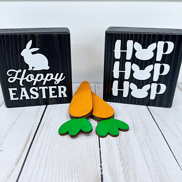 Wooden Carrots Set of 2 for Easter Tiered Trays or Shelves
