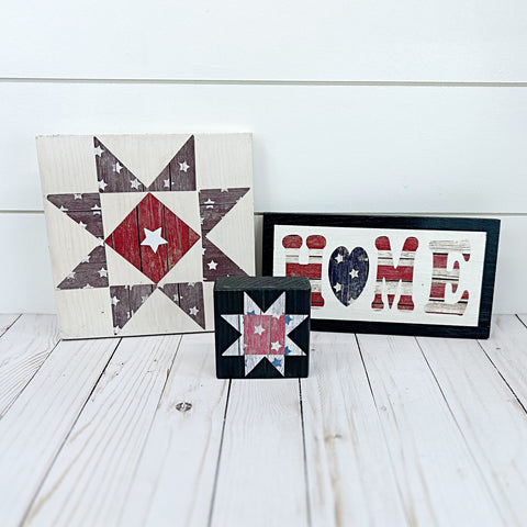 Rustic Red White and Blue 3 Piece Patriotic Decorating Set