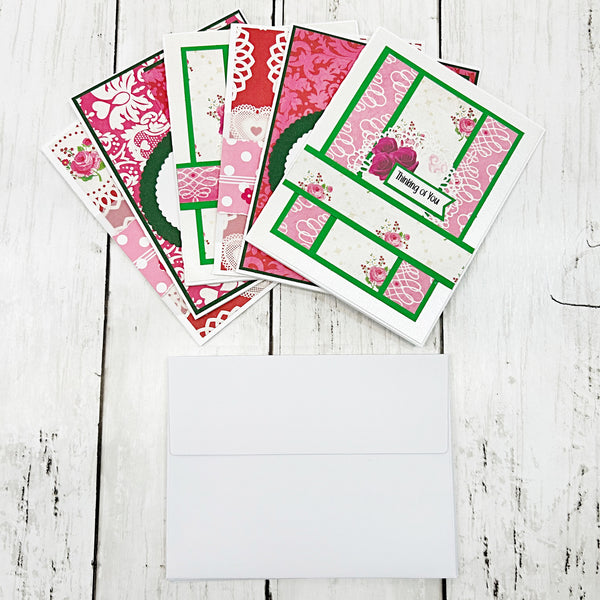 Shabby Chic Style Assorted Card Set of 6, Handmade Notecards