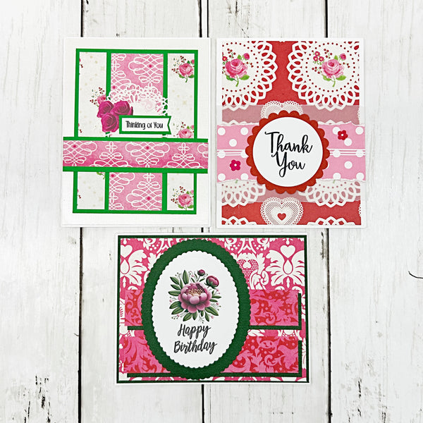 Shabby Chic Style Assorted Card Set of 6, Handmade Notecards