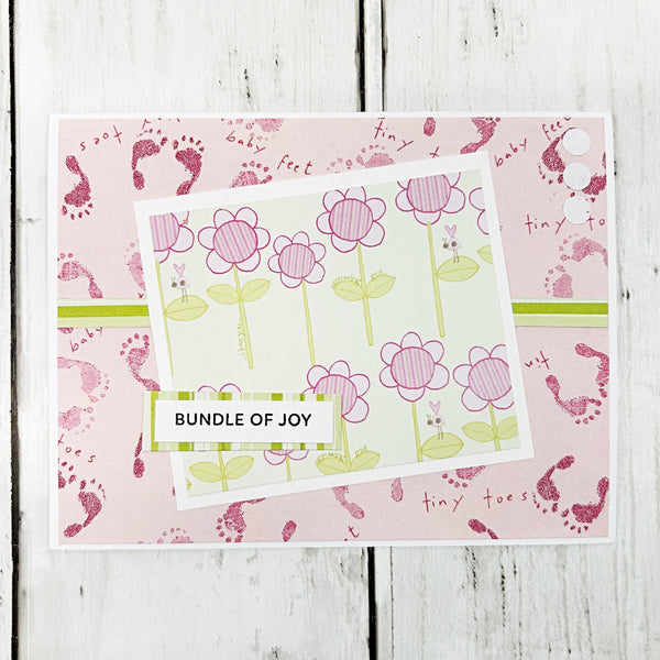 Baby Girl Handmade Card, Bundle of Joy New Baby Congratulations