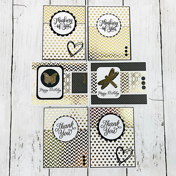 Elegant Assorted Card Set of 6, Handmade Notecards