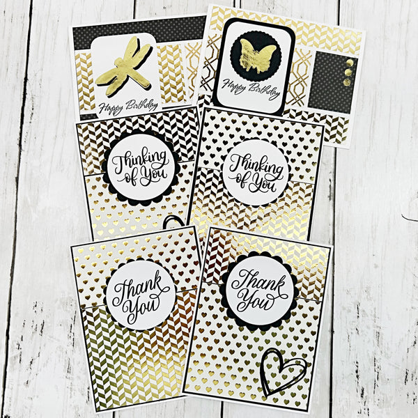 Elegant Assorted Card Set of 6, Handmade Notecards