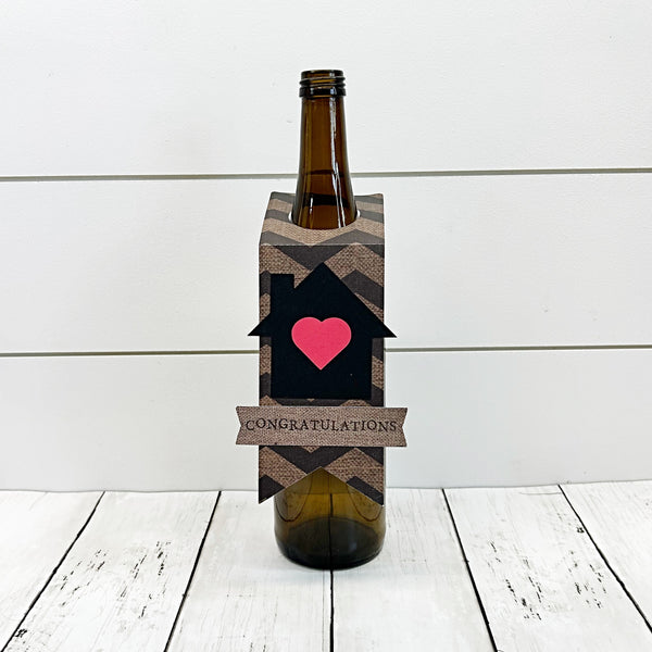 New Home Congratulations Wine Bottle Gift Tag, Champagne Bottle Accessory for Housewarming Gift