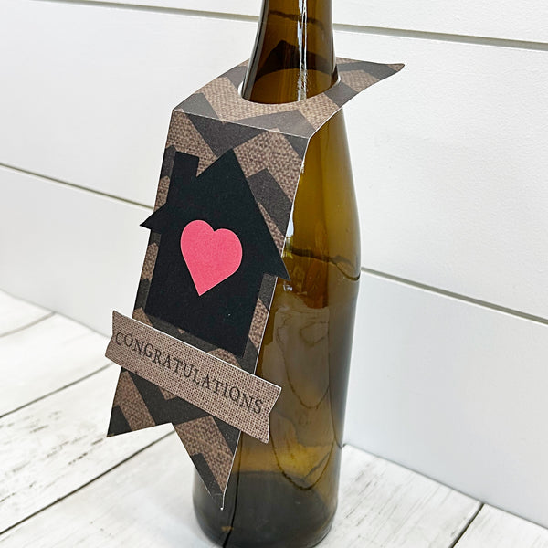New Home Congratulations Wine Bottle Gift Tag, Champagne Bottle Accessory for Housewarming Gift