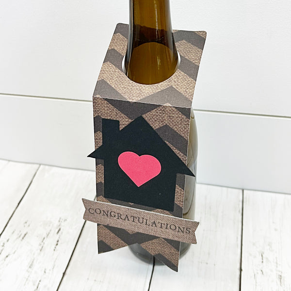 New Home Congratulations Wine Bottle Gift Tag, Champagne Bottle Accessory for Housewarming Gift