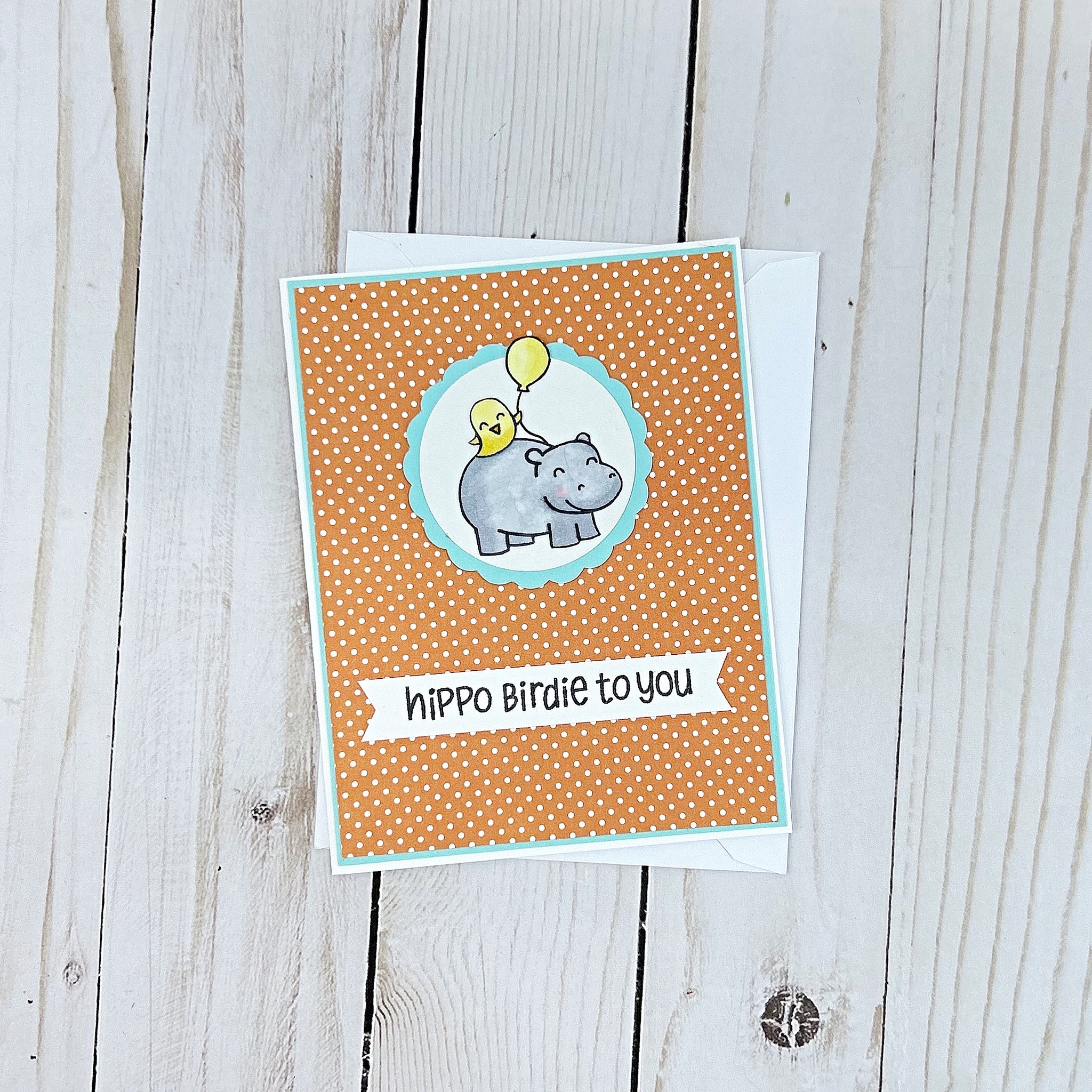 Hippo Birdie to You, Handmade Happy Birthday Card for Kids or Adults