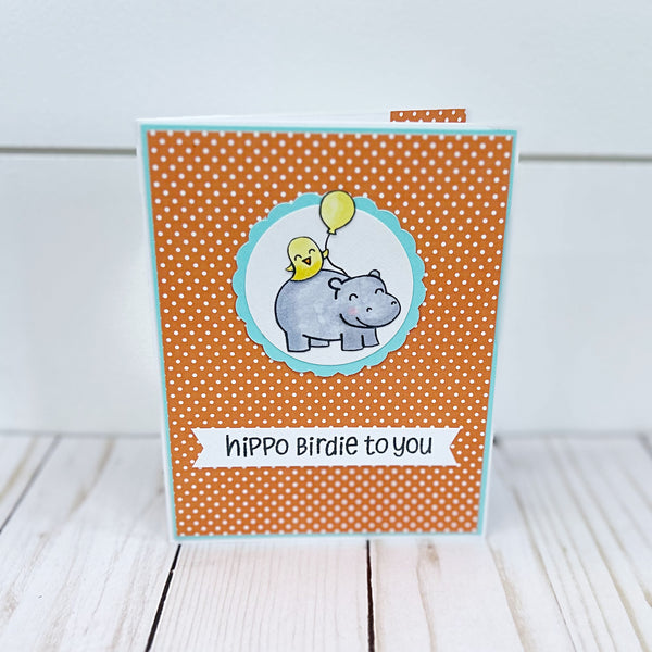 Hippo Birdie to You, Handmade Happy Birthday Card for Kids or Adults