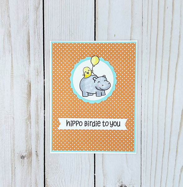 Hippo Birdie to You, Handmade Happy Birthday Card for Kids or Adults
