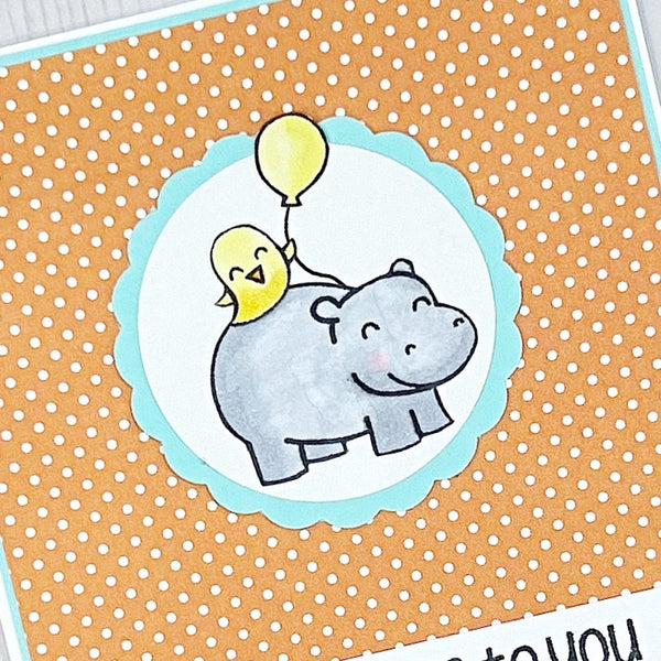 Hippo Birdie to You, Handmade Happy Birthday Card for Kids or Adults