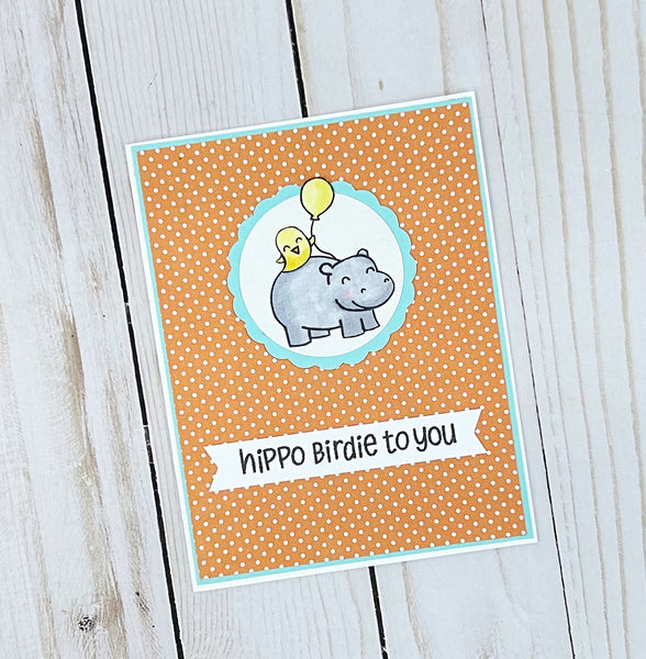 Hippo Birdie to You, Handmade Happy Birthday Card for Kids or Adults