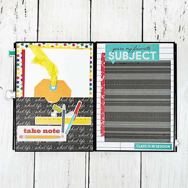 Premade School Life 5x7 Inch Scrapbook Album - Ready for Photos