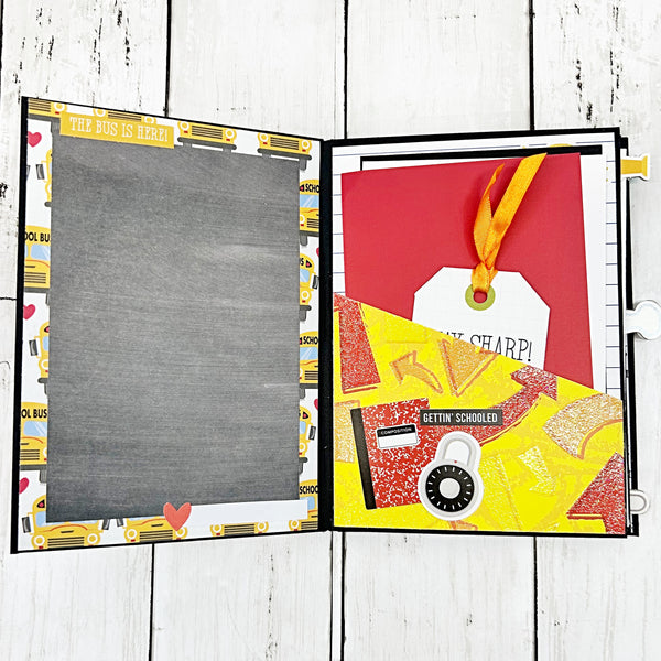 Premade School Life 5x7 Inch Scrapbook Album - Ready for Photos