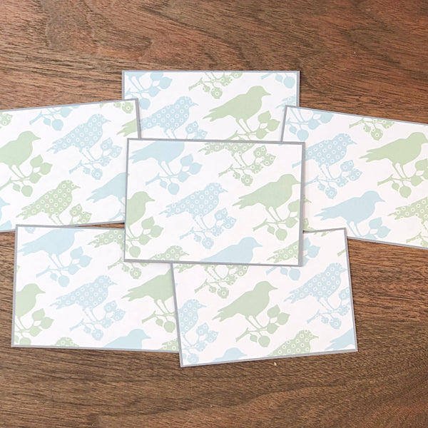 Bird Themed Note Card Gift Set of 6 Blank Inside All Occasion Stationary Set