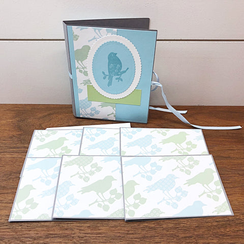 Bird Themed Note Card Gift Set of 6 Blank Inside All Occasion Stationary Set