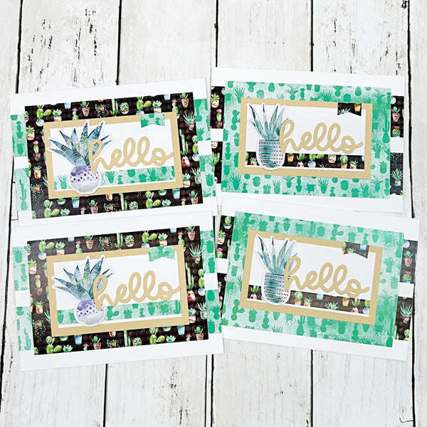 Hello Note Card Set of 4, Handmade Greetings