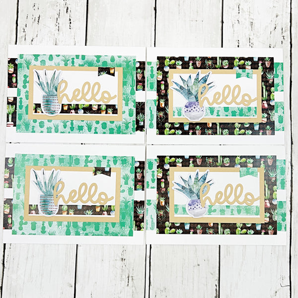 Hello Note Card Set of 4, Handmade Greetings