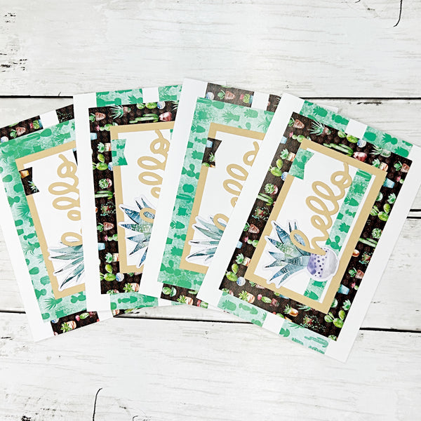 Hello Note Card Set of 4, Handmade Greetings