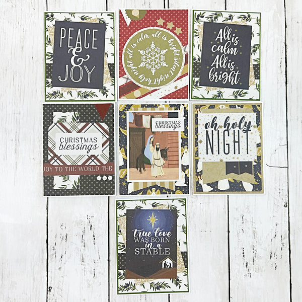 Christmas Card Set of 7, Handmade Christian Holiday Cards
