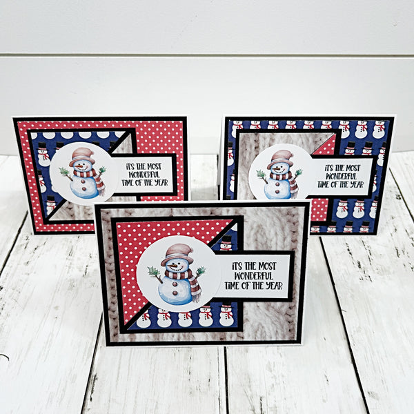 Cute Snowman Holiday Cards, Set of 6 Handmade Greetings