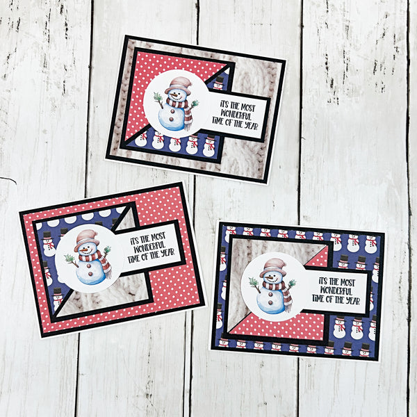 Cute Snowman Holiday Cards, Set of 6 Handmade Greetings