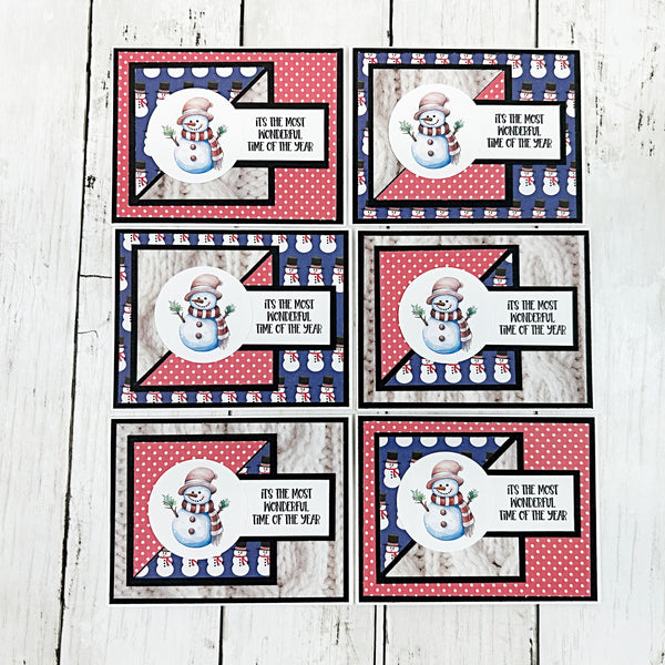 Cute Snowman Holiday Cards, Set of 6 Handmade Greetings