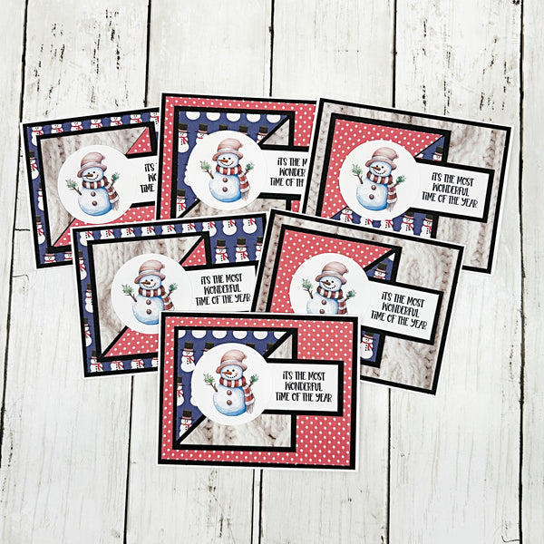 Cute Snowman Holiday Cards, Set of 6 Handmade Greetings