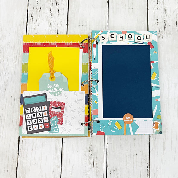 Premade School Life 6x8 Scrapbook Album, Handmade Photo Memory Book